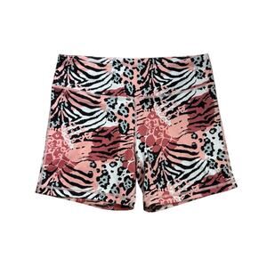 IAB MFG Animal Print Pink Black Bike Shorts Size Large